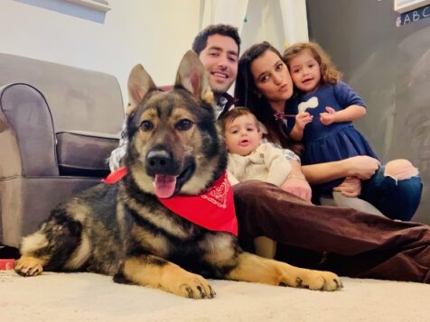 family protection dog wit family red scarf ultimatek9.com