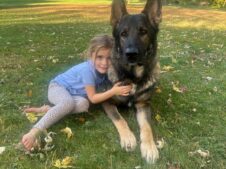 family protection dog with little girl