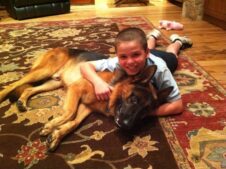 family protection dog with boy
